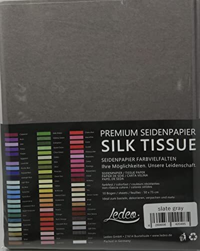 Ledeo Silk Tissue Premium zijdepapier gekleurd zijdepapier - 10 vellen (50 x 75 cm) - kleur naar keuze (late gray)