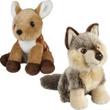 Ravensden - Knuffeldieren set - wolf en hertje - pluche knuffels - 18 cm
