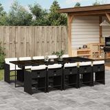 Maison Exclusive - Ensemble de jardin d'extérieur, 11 pièces, avec coussins, noir, en polyrotin