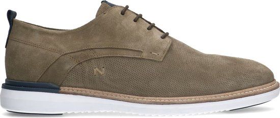 No Stress Heren Suède Veterschoenen - Khaki - Maat 41