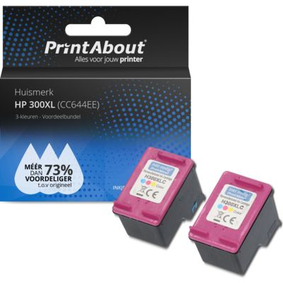 PrintAbout Huismerk HP 300XL (CC644EE) Inktcartridge 3-kleuren Voordeelbundel 2-pack Hoge capaciteit