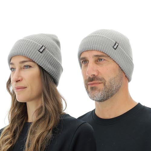 JEEP O102913-G229 J Ribbed Knit Beanie with Turn-Up J23W Unisex Medium Grey Uni
