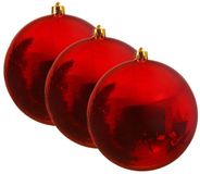Decoris Kerstbal - 3x - rood - groot - 25 cm - kunststof - glans