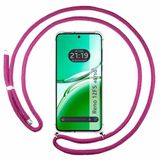 Transparante Oppo Transparante beschermhoes voor de Oppo Reno 12FS 4G / 12 FS 5G, met koord, fuchsia