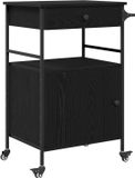 vidaXL Keuken Trolley Zwart Eiken 56 x 43 x 89,5 cm