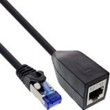InLine RJ45 interface bescherming Cat.6A S/FTP, RJ45 male / female, zwart, 0,2m