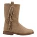 Graceland bottes aspect suède à talon et franges - beige