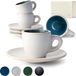 Bol Set de tasses à expresso [4 x 75 ml] - fait main en grès à paroi épaisse - set de tasses à expresso - italien à paroi épaisse - tasses et soucoupes en grès bleues