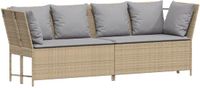 vidaXL Tuinbank met kussens poly rattan beige