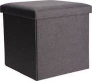H&S Collection Poef/Hocker/voetenbankje - opbergbox - grijs - polyester - 38 x 38 cm - opvouwbaar