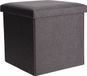 H&S Collection Poef/Hocker/voetenbankje - opbergbox - grijs - polyester - 38 x 38 cm - opvouwbaar