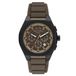 Armani Exchange AX4293 Heren Polshorloge - 44 mm - Zwart Staal - Siliconen Band - Bruine Wijzerplaat - Analoog Quartz