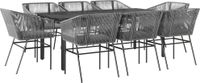 vidaXL 9-delige Tuinset met Kussens, Poly Rattan, Glas, Grijs