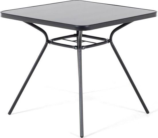 Beliani LIVO - Tuin eettafel - Zwart - 80x80cm - Glas/Staal