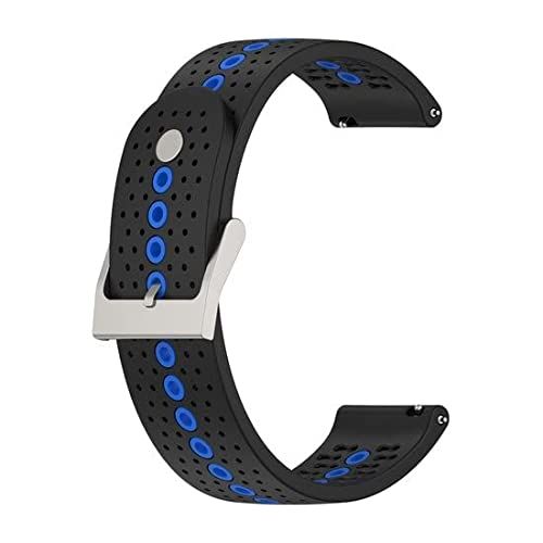 By Qubix Qubix - Compatible met Garmin Vivoactive 3 - Dot Pattern bandje - Zwart met blauw - Bandbreedte: 20mm