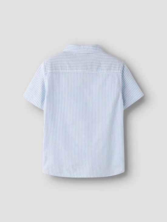 NAME IT Jongens Korte Mouw Shirt met Kraag Knopen en Logo Borduursel op de Borst