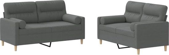 vidaXL 2-delige Loungeset met kussens stof donkergrijs