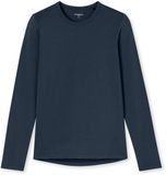 Schiesser Shirt 1/1 Unisex Lange Mouw V-hals Effen Viscose/Katoen/Acryl Deep Blue 176