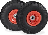 Merkloos Relaxdays 2x steekwagenwiel 4.1/3.5-4'' anti lek tot 150kg 260x85mm zwart-rood