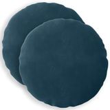 vidaXL Kussensloop 2 pcs HEERLEN Blauw Ø 60 cm Fluweel
