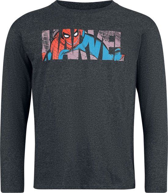 Spider-Man Marvel Spider-Man Heren Shirt met lange mouwen - gemêleerd donkergrijs - S