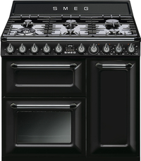 Smeg TR93BL - Vrijstaand fornuis - Zwart - Gaskookplaat - 6 kookzones - 3 ovens - A