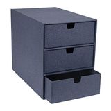 Bigso Ingrid 3-lades canvas vezelplaat bureau organizer, 20,6 x 16,3 x 25,1 cm, blauw