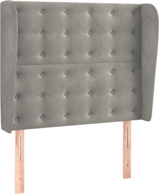 vidaXL Hoofdbord met randen 103x23x118/128 cm fluweel lichtgrijs