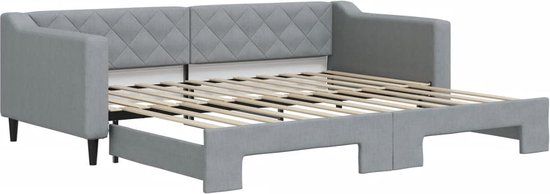 vidaXL Slaapbank met onderschuifbed 90x200 cm stof lichtgrijs