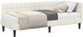 vidaXL Hoekbedframe met Matras en Hoofdeinde - Crème Fluweel