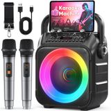 Merkloos Karaokemachine Bluetooth luidspreker met 2 draadloze microfoons