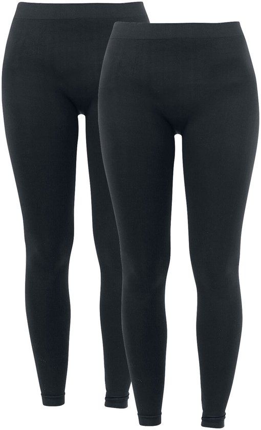 R.E.D. by EMP R.E.D. Rock-Engineered Design Zwarte basic leggings in een dubbelpack van naadloos stretchmateriaal - nauwsluitend voor hoog draagcomfort - Dames - L