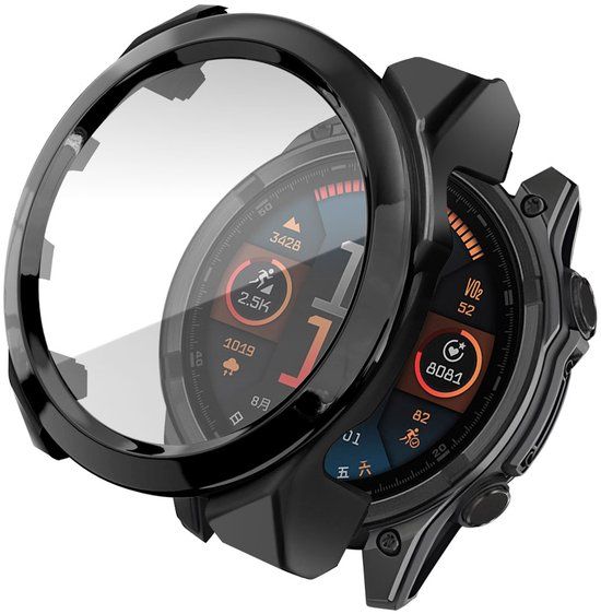 imoshion Ploonk B.V. Screenprotector - Geschikt voor Garmin Fenix 8 - 43 mm - Full Cover Hard Case - Zwart