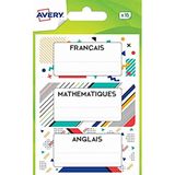 AVERY - Zakje met 15 etiketten voor schoolmateriaal, grafisch ontwerp, formaat 76 x 34 mm