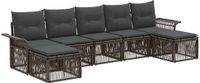 vidaXL Tuinbank - Set - 7-zits - Grijs - Polyrattan
