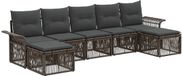 vidaXL Tuinbank - Set - 7-zits - Grijs - Polyrattan