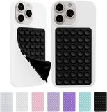 Merkloos Siliconen Telefoonhouder voor Selfies, Zwart, Dubbelzijdig, Handsfree, Set van 2