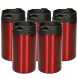 Tasse de voyage - 10x - 300 ml - rouge - tasse isotherme - 15 x 7 cm - tasse isotherme - Acier inoxydable