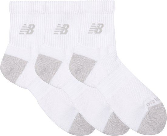 New Balance Active QTR Socks 3 Pack Unisex Sportsokken - WHITE