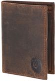 oxmox Leren portemonnee Leather RFID Protect Kombibörse Freedom Lion Embossed Vintage Dark Brown