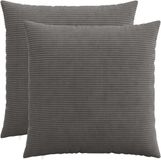 vidaXL - Kussensloop - 2 stuks - HEERLEN - Donkergrijs - 65 x 65 cm - corduroy