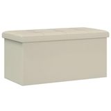 vidaXL Vouwbare Opbergbank Wit Linnen 80 L 180 kg 77 x 38 x 38 cm