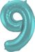 Folat Folieballon Cijfer 9 Aqua Metallic Mat - 86 cm