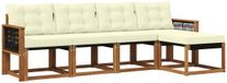 vidaXL Bank loungeset 5 zitplekken Naturel et crème Acacia bois