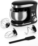 Swiss Haus® KM2305 Keukenmachine - 1300W Keukenrobot – 5L RVS Mengkom – Keukenmixer met 6 Snelheden + Pulse – met Deeghaak & Garde – Zwart