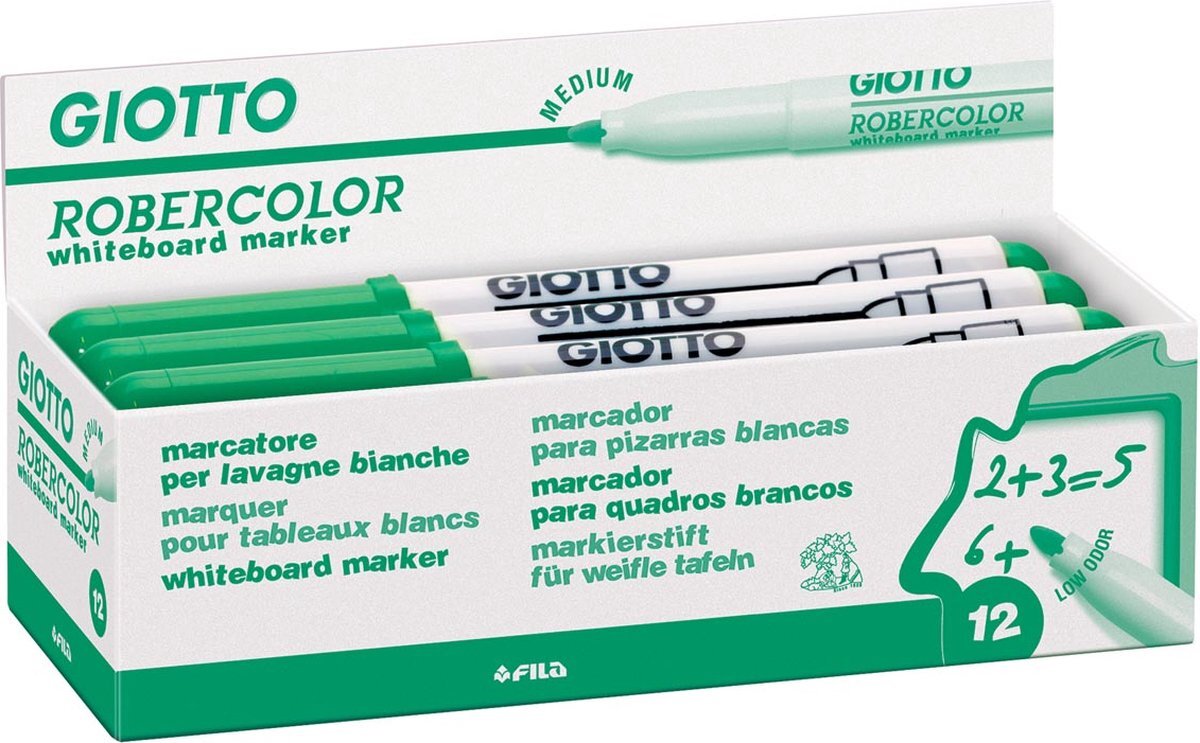 Giottos Robercolor whiteboardmarker, medium, ronde punt, groen 12 stuks