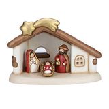 THUN® - Complete kerststalset hut: Heilige Familie - Rode versie - Klassieke kerststalfiguren - Keramisch - De klassiekers