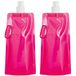 Merkloos / Sans marque Waterfles/drinkfles/sportbidon opvouwbaar - 10x - roze - kunststof - 460 ml - schroefdop - waterzak