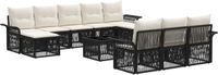 vidaXL Tuinbank - Set - 11 - st - Zwart - poly - rattan