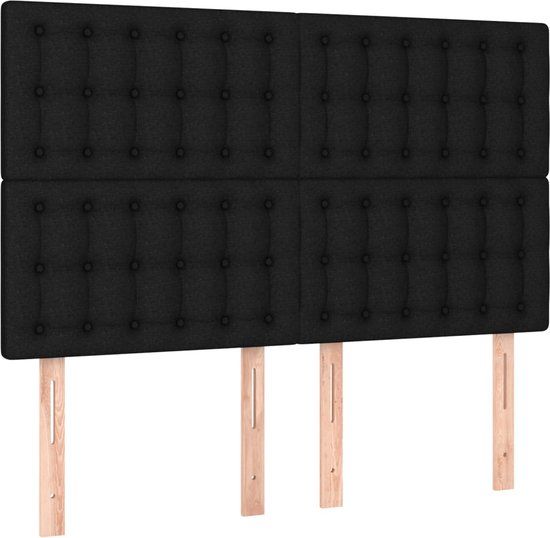 vidaXL Hoofdbord Zwart Stof 144x5x118/128 cm